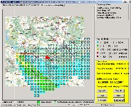 Map view and evaluation of radiative situation monitoring